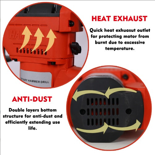 Rotary Hammer 1100WSDS Plus Rotary Hammer Drill 3 Functions