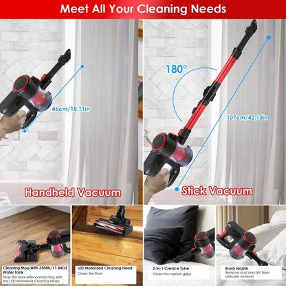 Cordless Vacuum Cleaner - 12000Pa Suction with LED Light