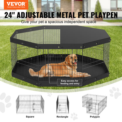 8-Panel Foldable Dog Playpen - 24" Height