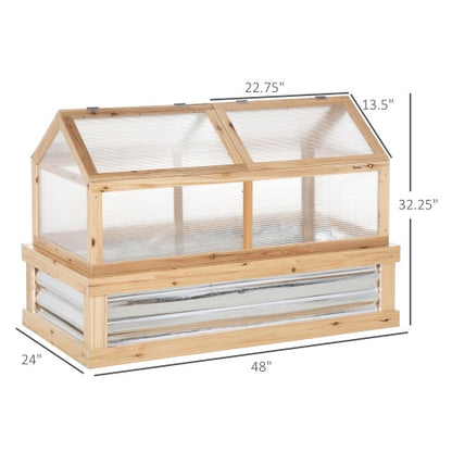 Wooden Raised Garden Bed with Greenhouse - 48x24x32