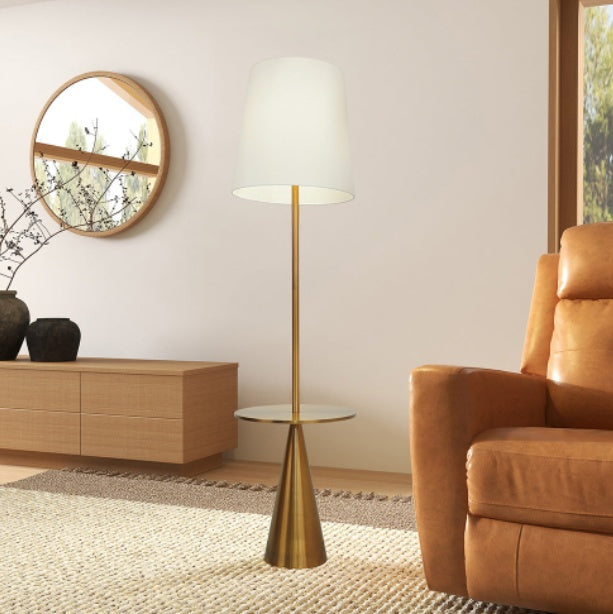 Celestial Modern Floor Lamp with Brass Accent Table