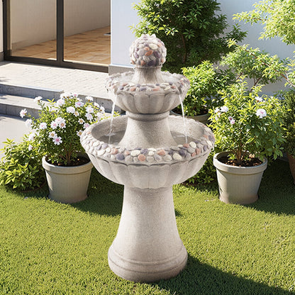 2-Tier Outdoor Water Fountain - 36.5" Rock Base Style