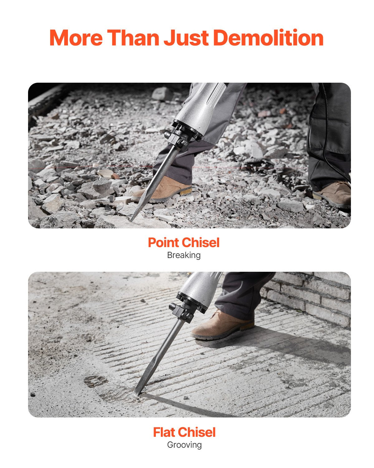 Demolition Jack Hammer, 2200W Electric Jackhammer Heavy Duty, 1350 BPM Concrete Breaker, 2pcs Chisels Bit Chipping With Case, Black