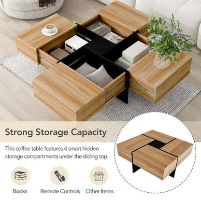 Sleek Square Coffee Table with Storage