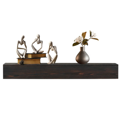 Espresso Rustic Wood Mantel & Floating Shelves