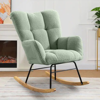 Modern Teddy Fabric Rocker - Light Green