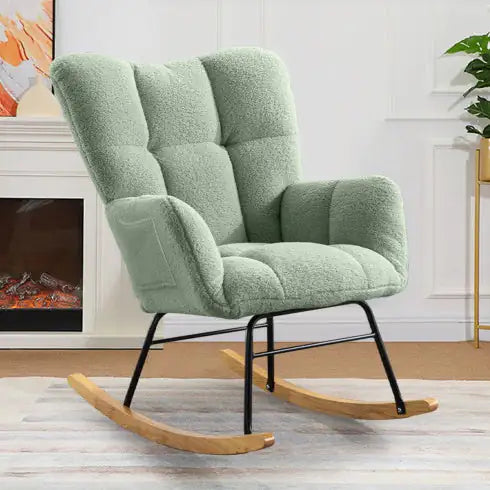 Modern Teddy Fabric Rocker - Light Green