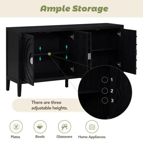 Vintage Groove Sideboard with Metal Knob for Multi-Room Use