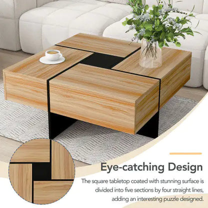 Sleek Square Coffee Table with Storage