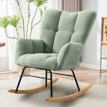Modern Teddy Fabric Rocker - Light Green